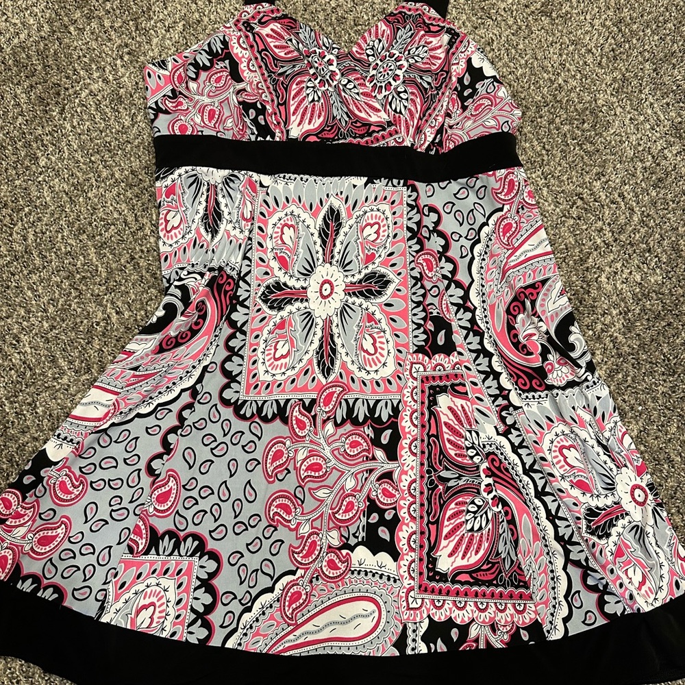 Never Enough By Iris Simms Women's Strap Dress Pink /Black/White Size 1X